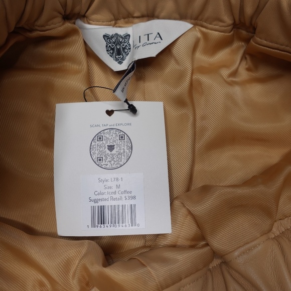 Lita By Ciara Lamb Leather wide leg Short Drawstring size Medium NWT MRSP $398 - Picture 11 of 12